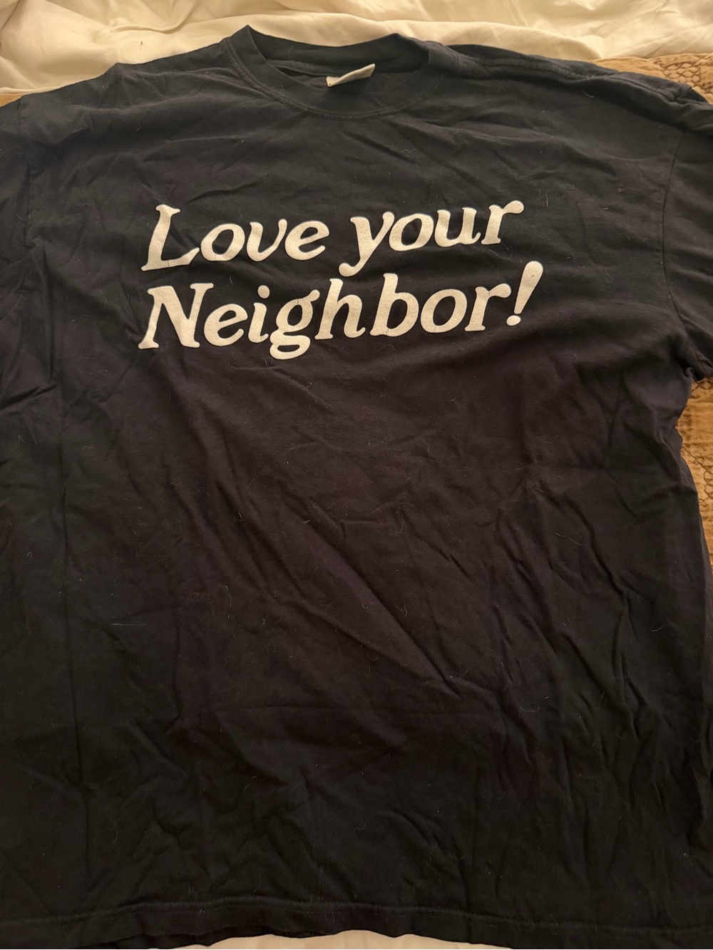 Comfort Colors Black Tee with White "Love Your Neighbor!" Slogan